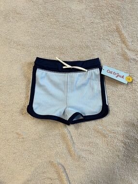 Cat & Jack Toddler Boy Blue Ribbed Swim Shorts 2T NWT Drawstring